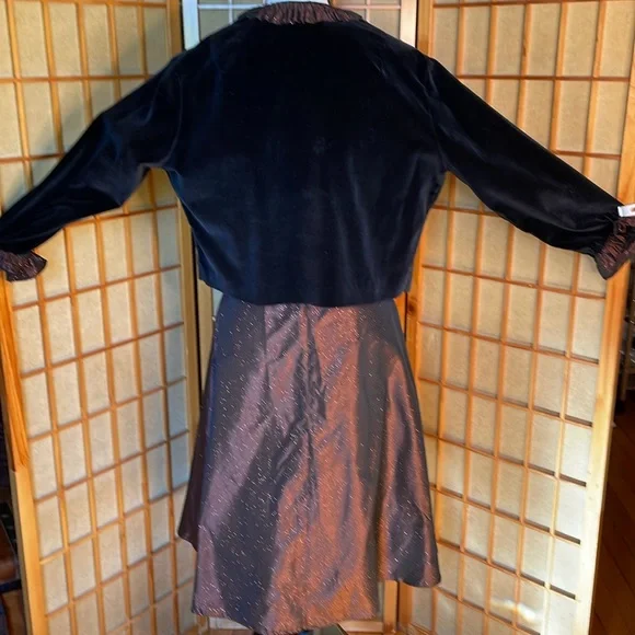 Scott McClintock Dress 3 pc Top Skirt Jacket Brown Taffeta Dress - Picture 14 of 16